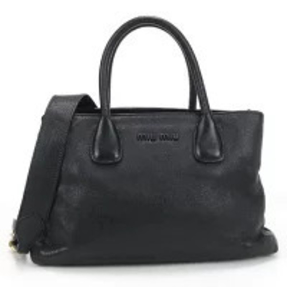 Miu Miu 2way Tote Satchel Leather Black Handbag